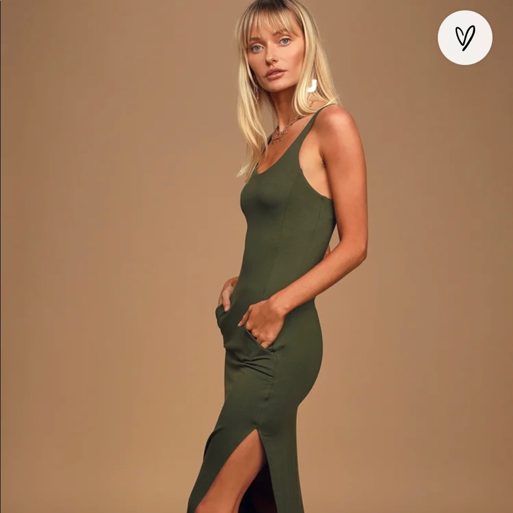 Olive Green Sleeveless Maxi Dress